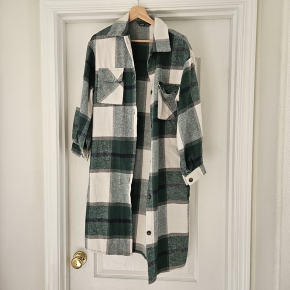 Shein Flannel Long Shacket S - Picture 5 of 9